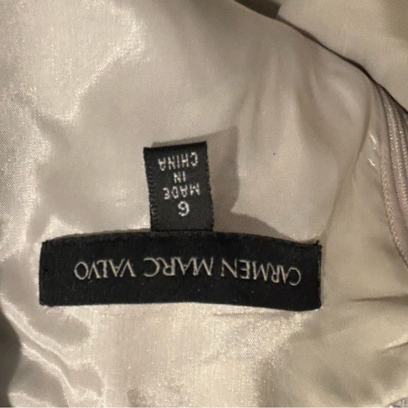 CARMEN MARC VALVOS SZ 6 Ribbon Floral Metallic Sparkly Lined  Knee Length Dress - Picture 10 of 11